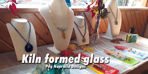 Peg Napralla. Designs include jewelry, night lights, bowls, trays, wall art and more.